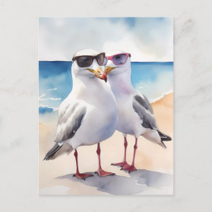 Postal Dos gaviotas cortas enamoradas