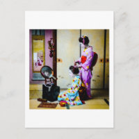 Dos Geisha Doing Hair Vintage Old Japanese