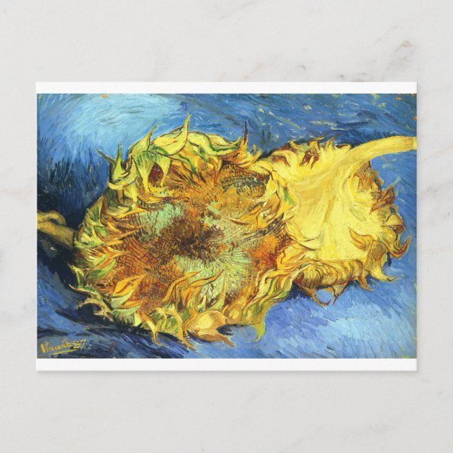 Postal Dos girasoles cortados - Vincent Van Gogh (Anverso)
