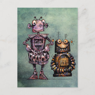 Postal ¡Dos Graciosos Robots!