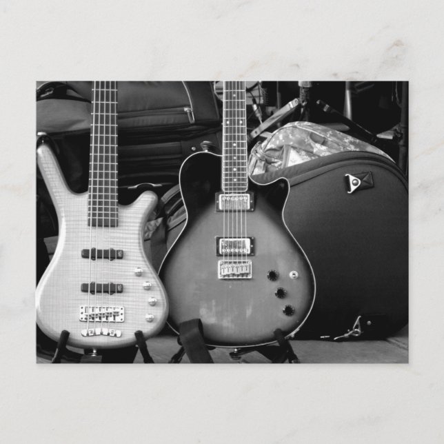 POSTAL DOS GUITARES ELÉCTRICOS - BLANCO Y NEGRO (Anverso)