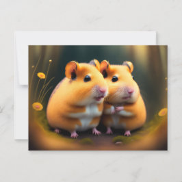 Postal Dos hamsters al amor