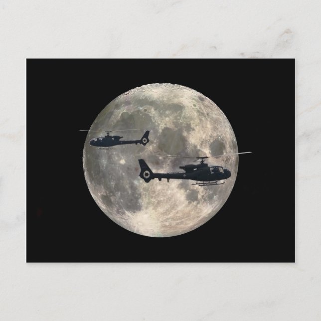 Postal dos helicópteros en forma de luna llena (Anverso)