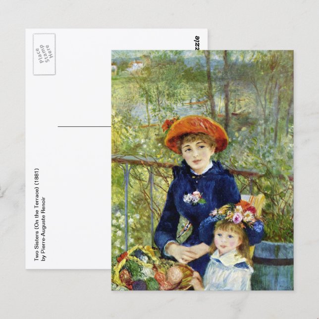 Postal Dos hermanas (en la terraza) de Pierre Renoir (Anverso / Reverso)