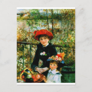 Postal Dos hermanas en la terraza de Renoir
