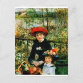 Postal Dos hermanas en la terraza de Renoir