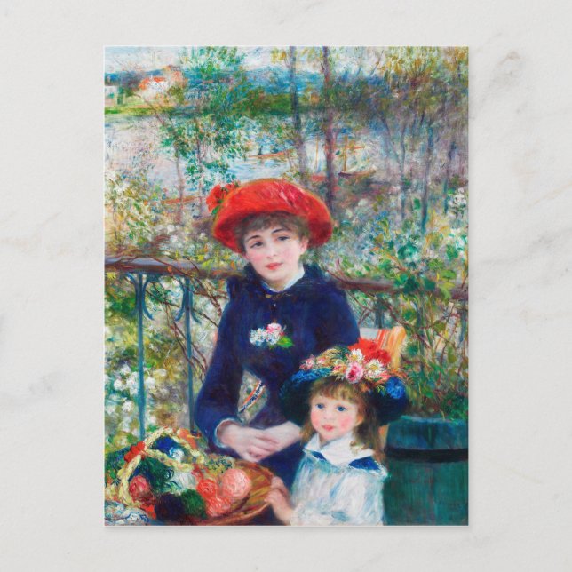 Postal Dos hermanas - Pintura impresionista de Renoir 188 (Anverso)