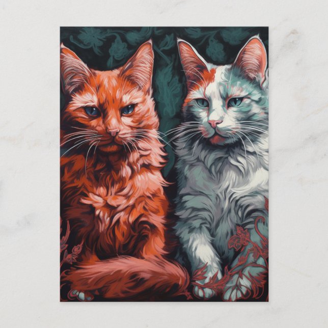 Postal Dos hermosos gatos (Anverso)