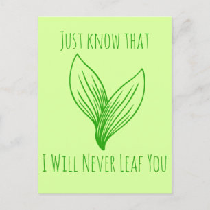 Postal Dos hojas verdes entrelazadas