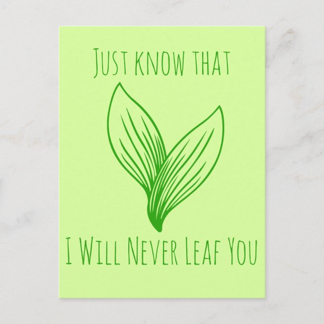 Postal Dos hojas verdes entrelazadas (Anverso)