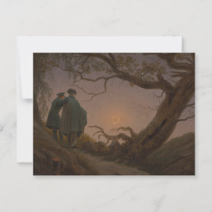 Postal Dos hombres contemplando la luna, de Friedrich: