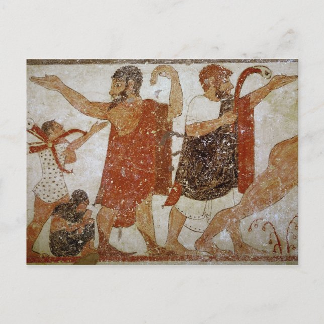 Postal Dos hombres, desde la tumba de la Augursx (Anverso)