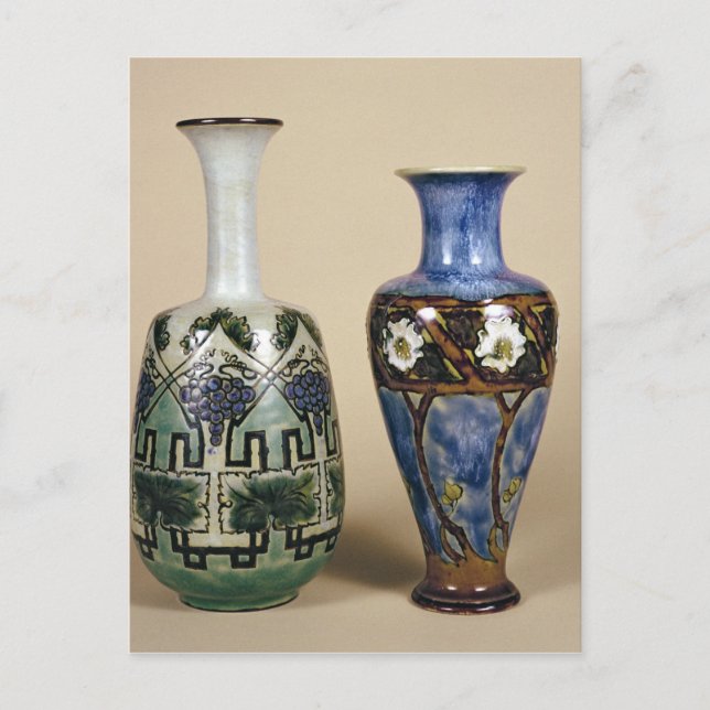 Postal Dos jarrones Doulton de Eliza Simmance, c.1880 (Anverso)