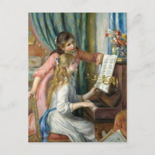 Postal Dos jóvenes Chicas en el Piano - Pierre-Auguste Re