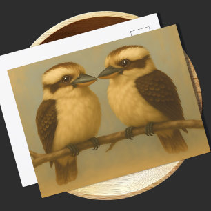 Postal Dos Kookaburras postales: papel de arte de aves au