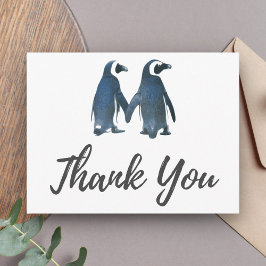 Postal Dos la boda romántica linda de los pingüinos | le