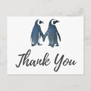 Postal Dos la boda romántica linda de los pingüinos   le