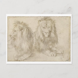 Postal Dos leones sentados por Albrecht Durer