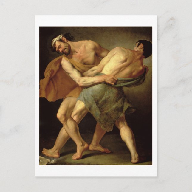 Postal Dos luchadores (Anverso)