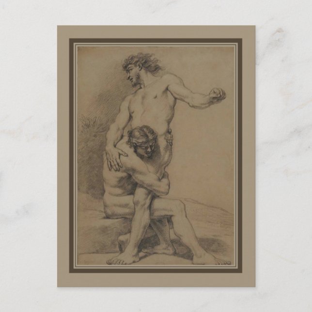 Postal Dos luchadores por Platte-Montagne (Anverso)