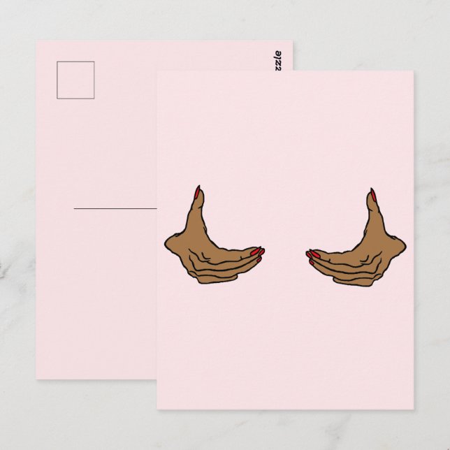 Postal Dos manos de mujer negra de dibujos animados soste (Anverso / Reverso)
