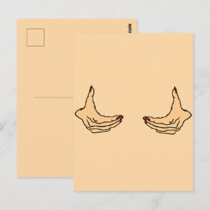 Postal Dos manos femeninas de dibujos animados sosteniend