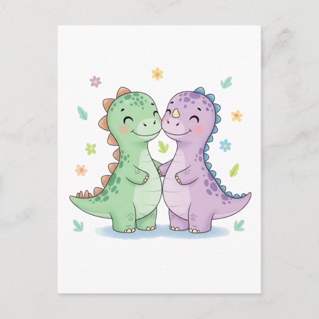 Postal Dos mejores dinosaurios amigos (Anverso)