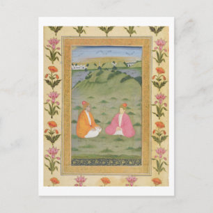 Postal Dos nobles sentados en un paisaje, de la Pequeña C