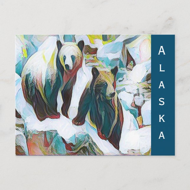Postal Dos osos marrones en el arte de la vida salvaje de (Anverso)