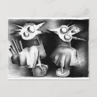 Postal dos pájaros en conversación.