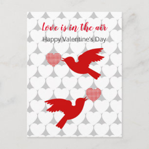 Postal Dos pájaros enamorados en el Día de San Valentín