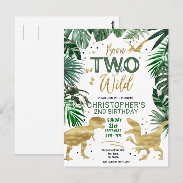 Postal DOS para ser SALVAJES Fiesta de Cumpleaños con Tem (Anverso / Reverso)