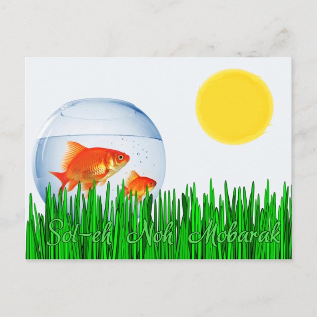 Postal Dos peces dorados Sun Spring Equinox Tall Grass (Anverso)