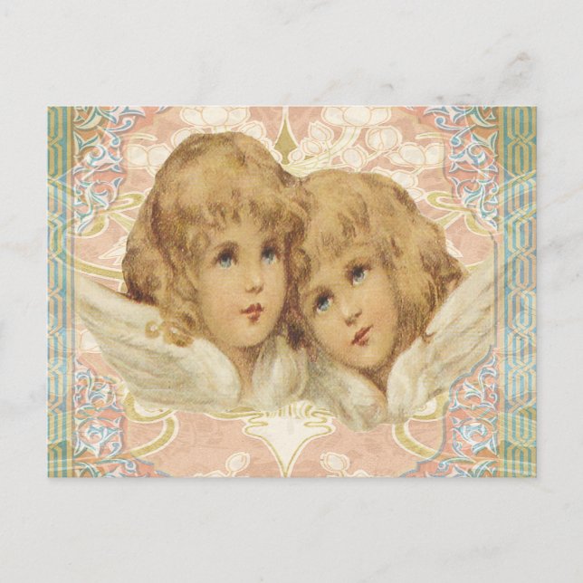 Postal Dos pequeños ángulos vintage (Anverso)
