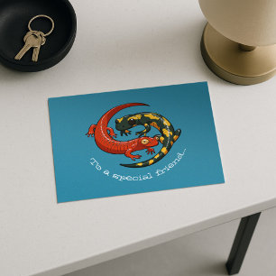 Postal Dos Personalizados sonrientes de Salamander