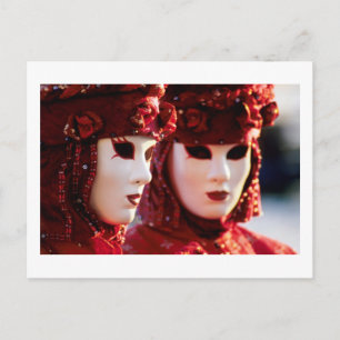 Postal Dos personas en máscaras de carnaval, Venecia (Ita