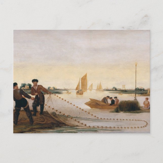 Postal Dos pescadores lanzando sus nidos (Anverso)