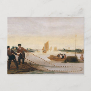 Postal Dos pescadores lanzando sus nidos