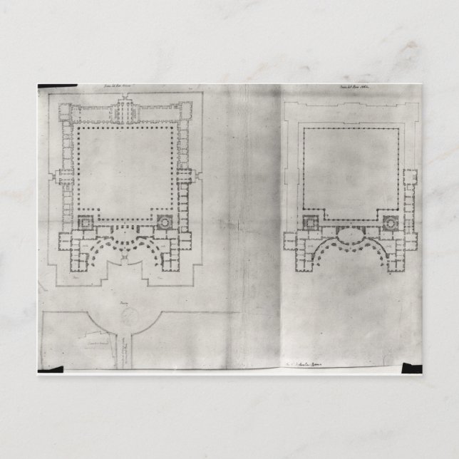 Postal Dos planes para el primer proyecto del Louvre (Anverso)