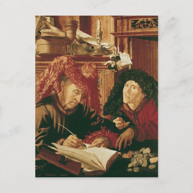 Postal Dos recaudadores de impuestos, c.1540 (Anverso)