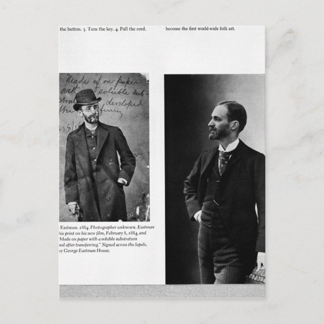 Postal Dos retratos de George Eastman 1884 y 1890 (Anverso)