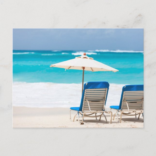 Postal Dos salones en la playa del océano (Anverso)