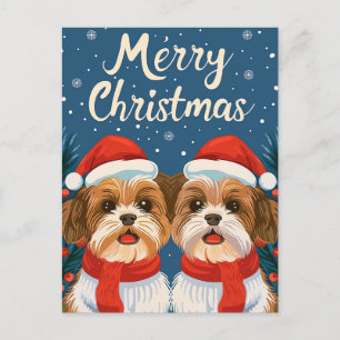 Postal Dos Shi Tzu Feliz Navidad
