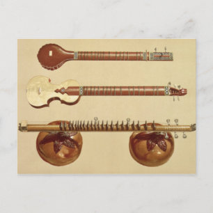 Postal Dos sitaras y una rudra vina, india, de "Musical"