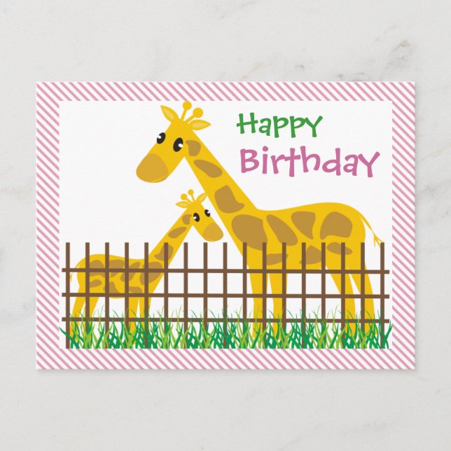 Postal Dos (también) jirafas banas felices cumpleaños (Anverso)
