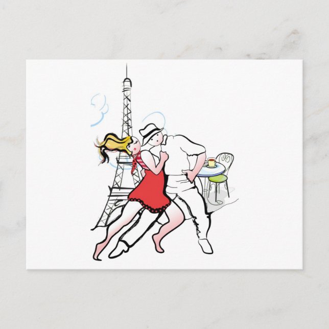 Postal Dos tangueros en París (Anverso)