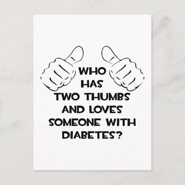 Postal Dos Thumbs y Ama A Alguien Con Diabetes (Anverso)
