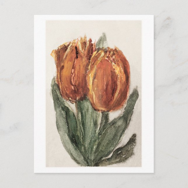 Postal Dos tulipanes rojos de Sientje Mesdag-van Houten (Anverso)