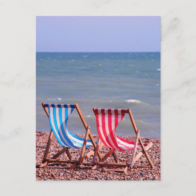 Postal Dos tumbonas en la playa (Anverso)