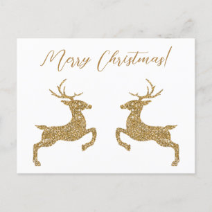 Postal Dos Venados En Faux Purpurina Amarillo Con Texto P